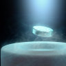 An artist’s conception of magnetic levitation above a superconductor. 