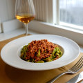 Fettuccine with parma ham ragu.