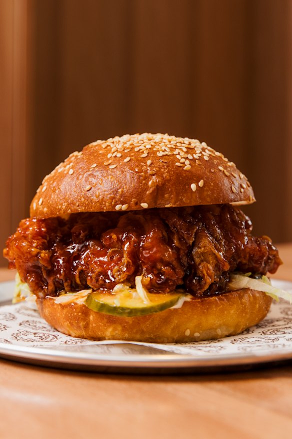 Korean fried chicken burger.