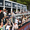 Fans cheer on LIV Golf’s party hole at Adelaide.