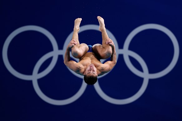 Daniel Restrepo Garcia of  Colombia competes in the Men’s 3m Springboard Preliminary.