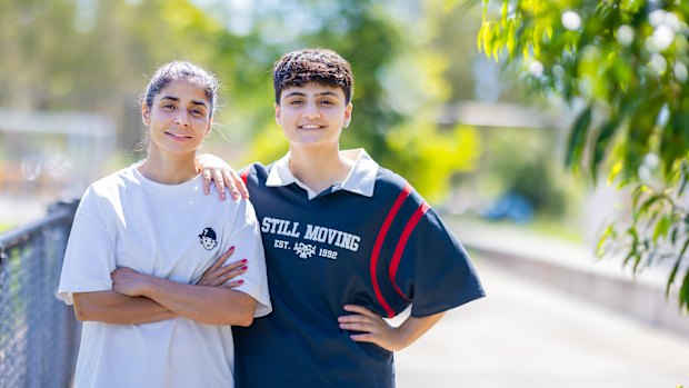 Atefeh Ramezanisadeh (left) and Fatemeh Pasandideh, former members of the Iranian
Women’s Football Team, photographed in Brisbane, April 2026.