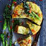 Roasted broccoli, chilli and ricotta cake.