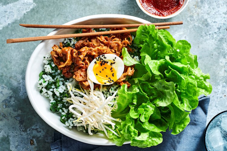 Jessica Brook recipe: Korean beef and green rice bowl with soft-boiled eggs.
