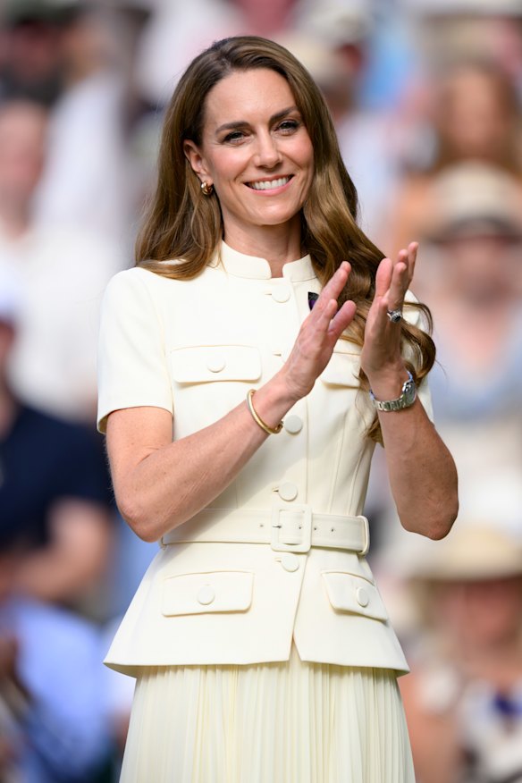 Catherine, Princess of Wales, donned a smart Self-Portrait set for a public appearance at Wimbledon.