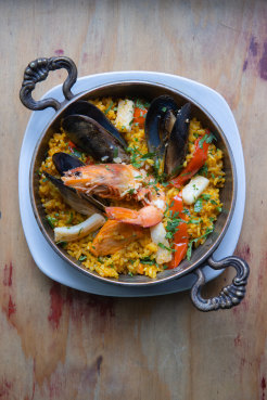 Claypots Barbarossa’s seafood paella.