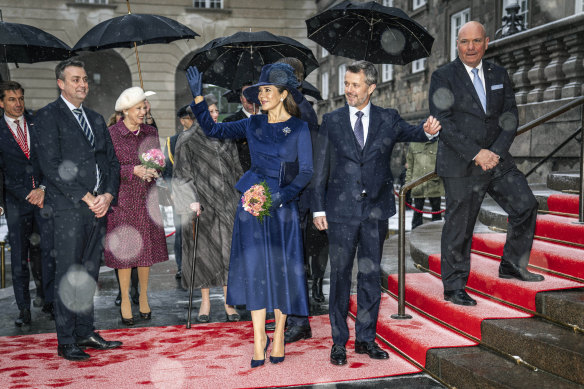 Denmark’s King Frederik X and Queen Mary and members of the royal family arriving at Folketing.