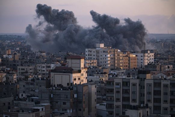 Smoke rises following an Israeli airstrike in Gaza City last week.