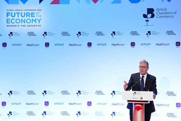 British Prime Minister Keir Starmer at the British Chamber of Commerce Annual Conference on Wednesday.