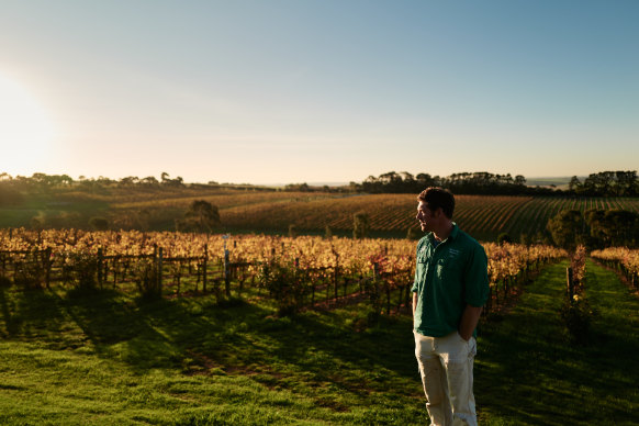 Winemaker Nick Farr in the vineyards of Geelong’s Wine by Farr.