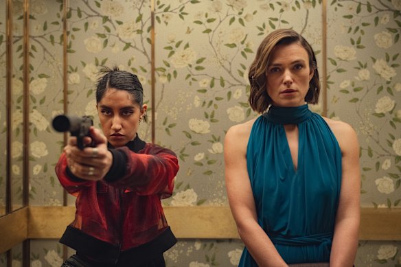 Ambika Mod as Laila and Keira Knightley as Helen Webb in season two of Black Doves.