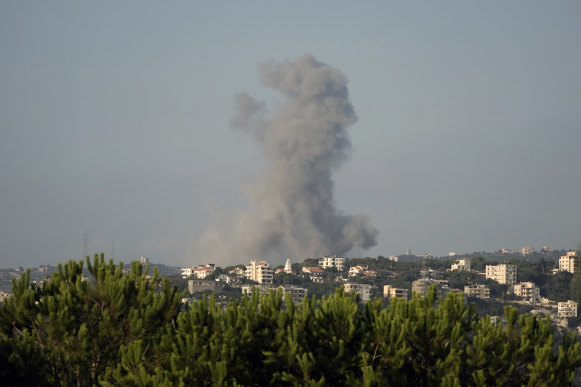 Smoke rises from an Israeli airstrike in the north of Beirut on Wednesday.