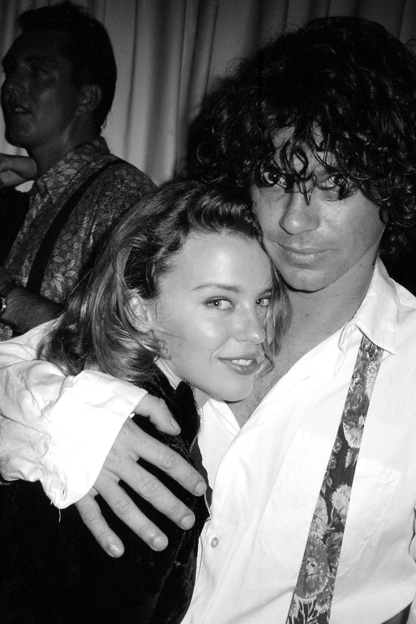 Kylie Minogue and Michael Hutchence at his 30th birthday party in Sydney, 1990.