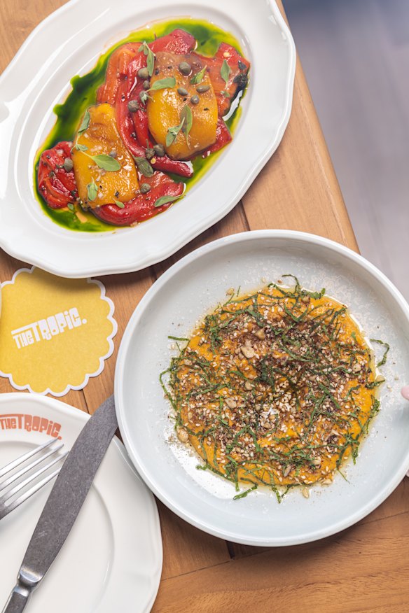 Sweet peppers and roasted pumpkin hummus. 