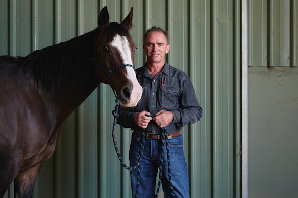 Warwick Schiller at an equestrian clinic in Bunyip, VIC.