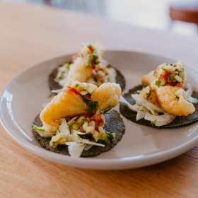 Tumba Taco’s fish tacos.