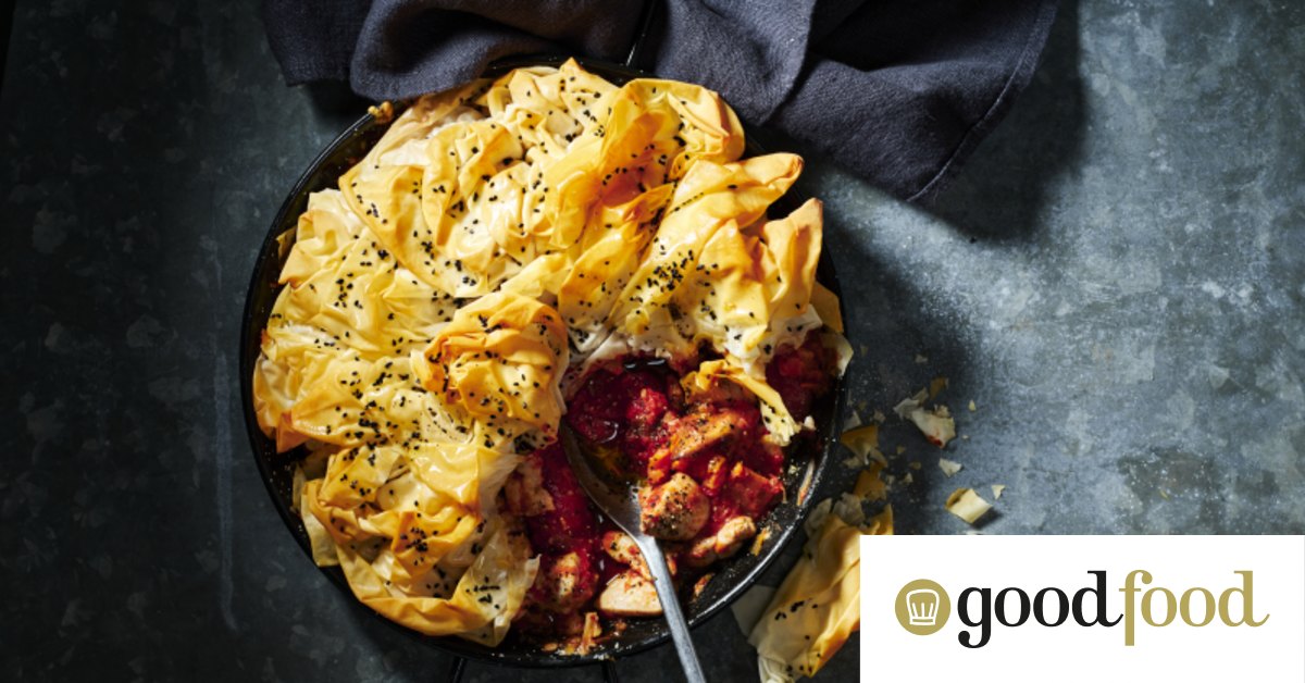 Chicken, sweet potato and manchego pie