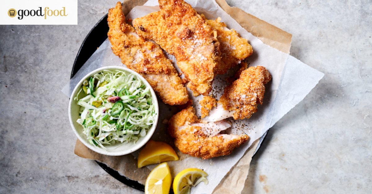 Oven-baked buttermilk snapper with green apple slaw