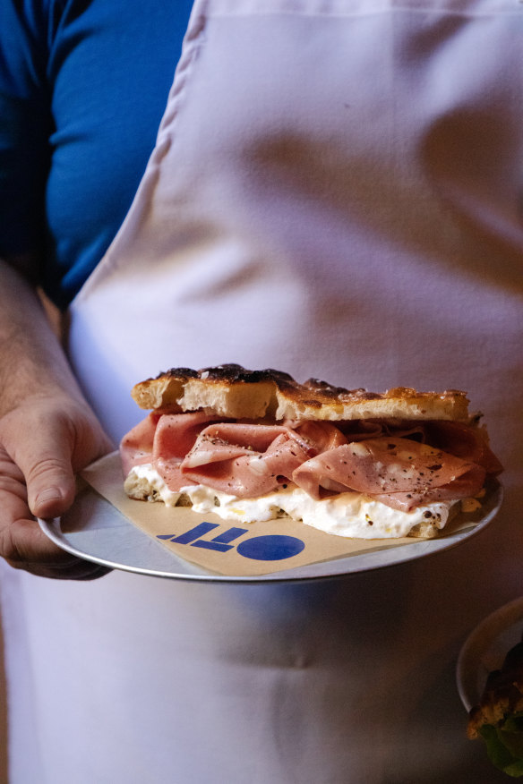 Sandwiches are made with Italian-style flatbread schiacciata.