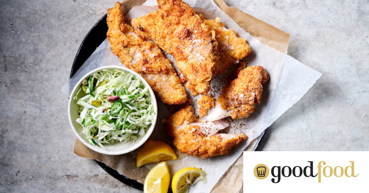 Oven-baked buttermilk snapper with green apple slaw