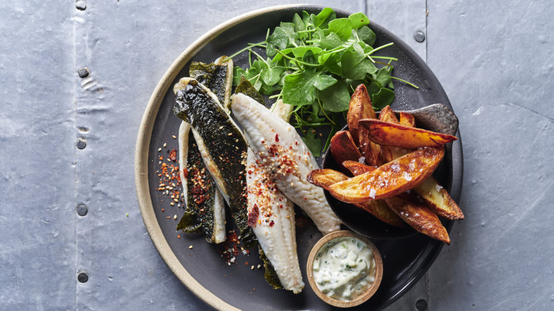 Japanese-style fish and chips with wasabi tartare