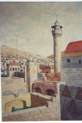 Venn-Brown’s painting of Nablus north of Jerusalem from 1989. It was the hometown of her partner Wael Zuaiter, who was assasinated by Mossad in 1972.