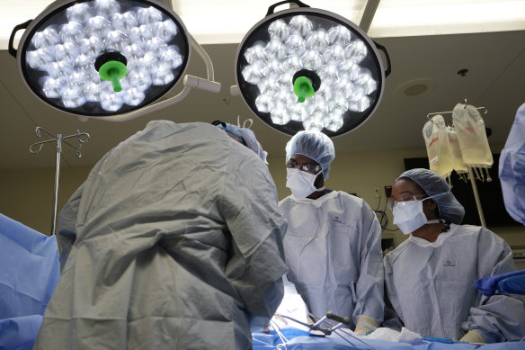 Medical College students watch as the liver and kidneys are removed from an organ donor in Jackson, Tennessee, in June.