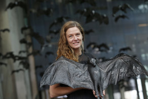 Kathy Holowko with her 2015 Federation Square installation.