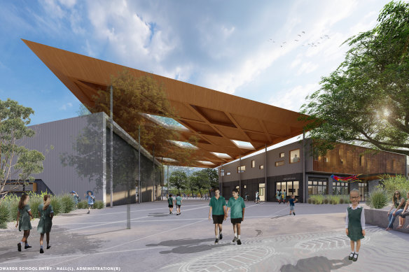 An artists impression of Jordan Springs Public School, which will open to students next term.