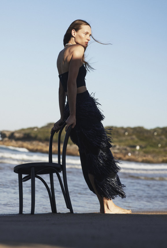 Scanlan Theodore bustier and skirt, $1800.