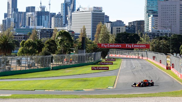 Ricciardo's Red Bull teammate  Max Verstappen during practice at Albert Park.