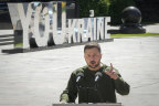 Ukrainian President Volodymyr Zelensky puts the “you” in Ukraine in Kyiv.