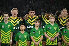 Bradman Best was one of several Kangaroos players who appeared not to sing the national anthem before the Kiwis match.