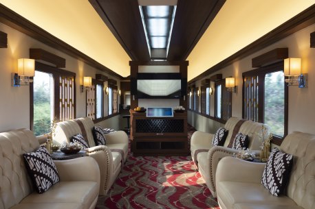 The carriage caters to a maximum of eight people occupying four couches in an open compartment.