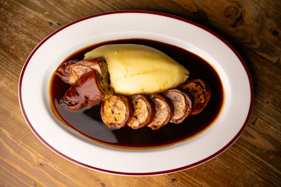 Go-to dish: Pied de cochon stuffed pig’s trotter with mash. 
