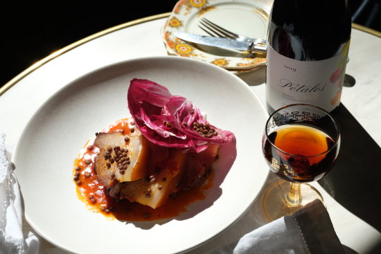 Pork shoulder and hazelnuts at Bar Lourinha.
