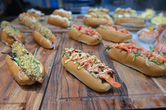 Lobster rolls at Il Mercato Centrale’s fishmonger, Il Pesce.