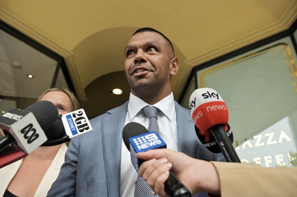 Kurtley Beale outside court in February after his acquittal on sexual assault charges.
