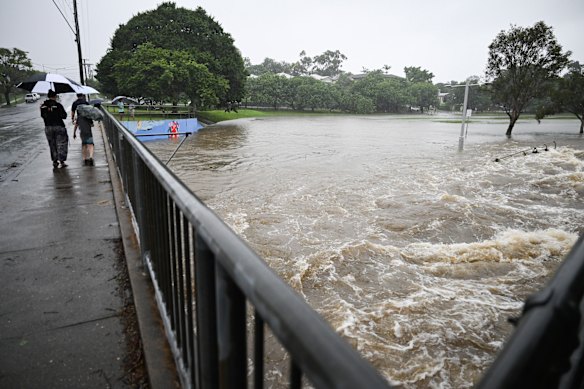 Norman Creek overflows at Hanlon Park.