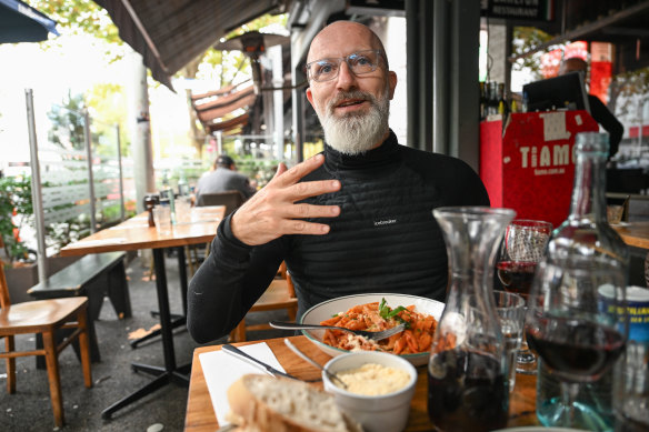 Rafael Epstein, host of ABC Radio Melbourne’s Mornings show, at Tiamo in Carlton. 