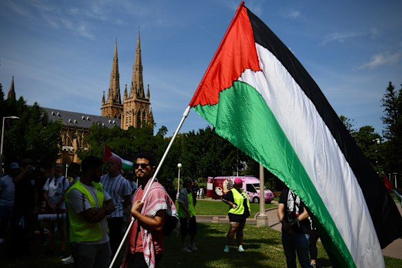 Sydney’s Palestinian diaspora on their procession to Hyde Park on Easter Sunday. 