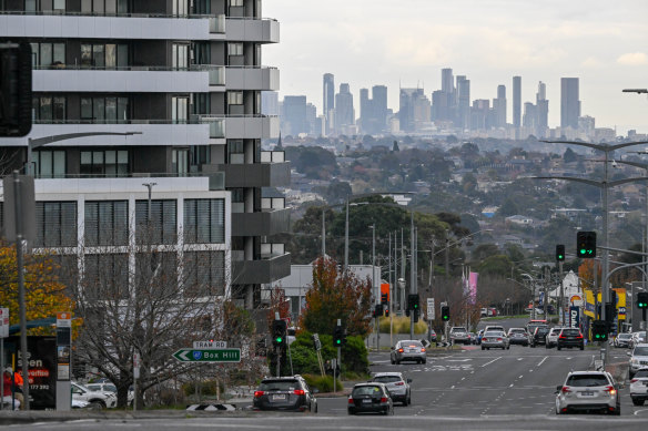 The view from Doncaster Hill to the city.