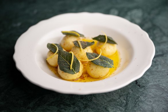 Gnudi with brown butter and sage. 