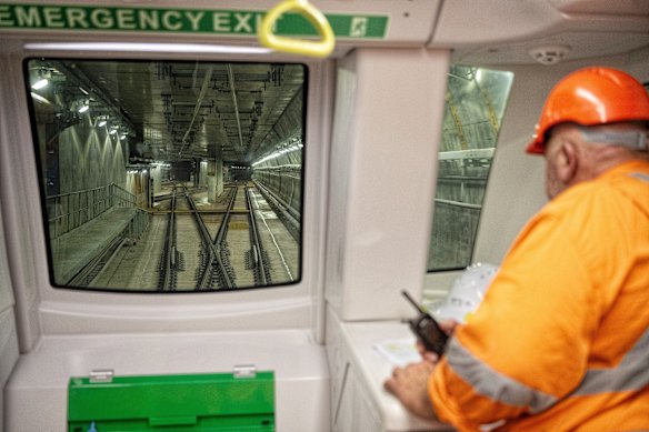 Testing of metro trains on the new rail line under Sydney Harbour ramps up in November 2023. 