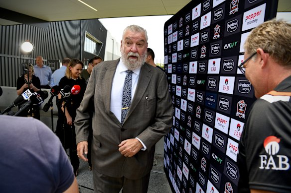New CEO of Wests Tigers, Shane Richardson, speaks at the Wests Tigers HQ after the club’s board was dissolved. 