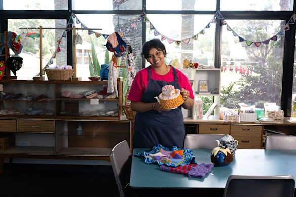 A volunteer at the CWA Tea Rooms. 