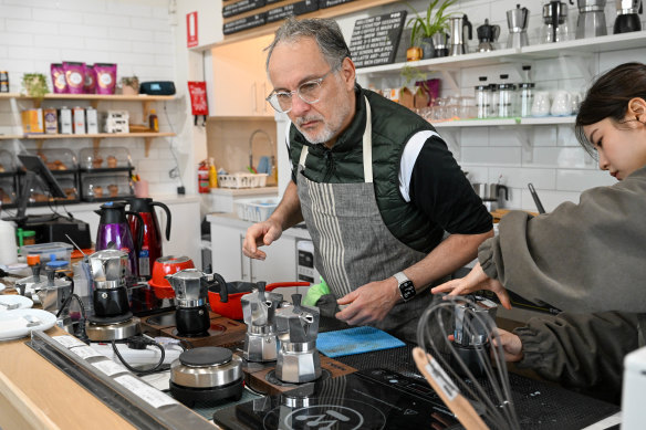 Paul Mathis on the tools at Stovetop Sessions in Surrey Hills.