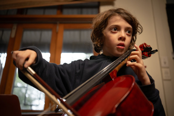 Yanai, 7, plays the cello.