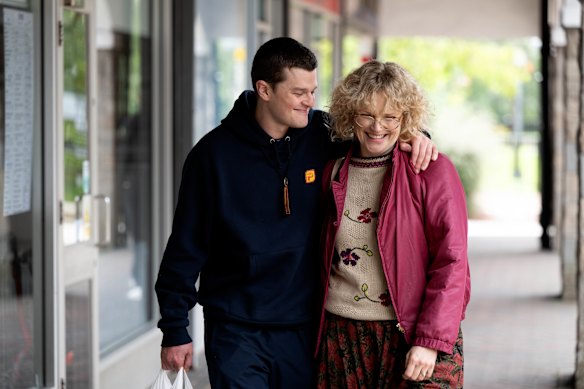 Robert Aramayo as John Davidson and Maxine Peake as Dottie in I Swear.
