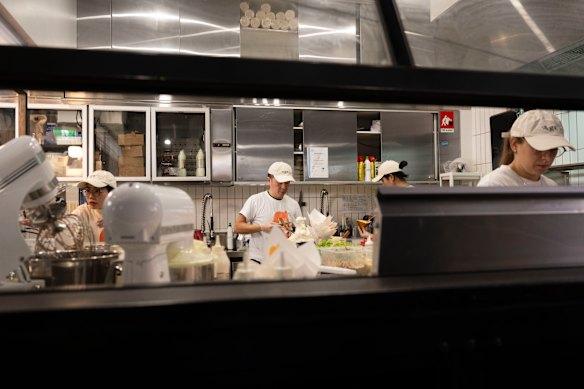 The bread is cooked in hot, bubbling oil.